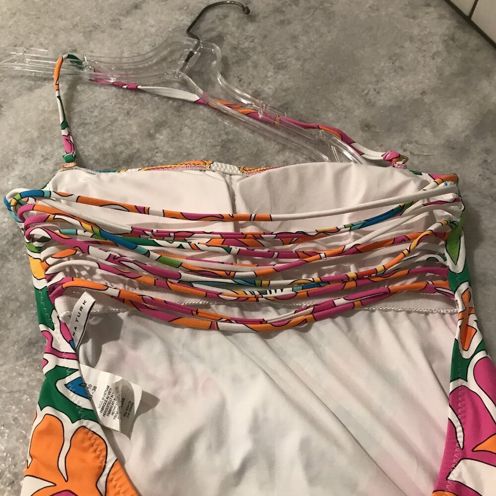 Trina Turk Swimsuit Womens 6 Tamarindo One Piece Scoop Back Floral Print Beach - Picture 4 of 10